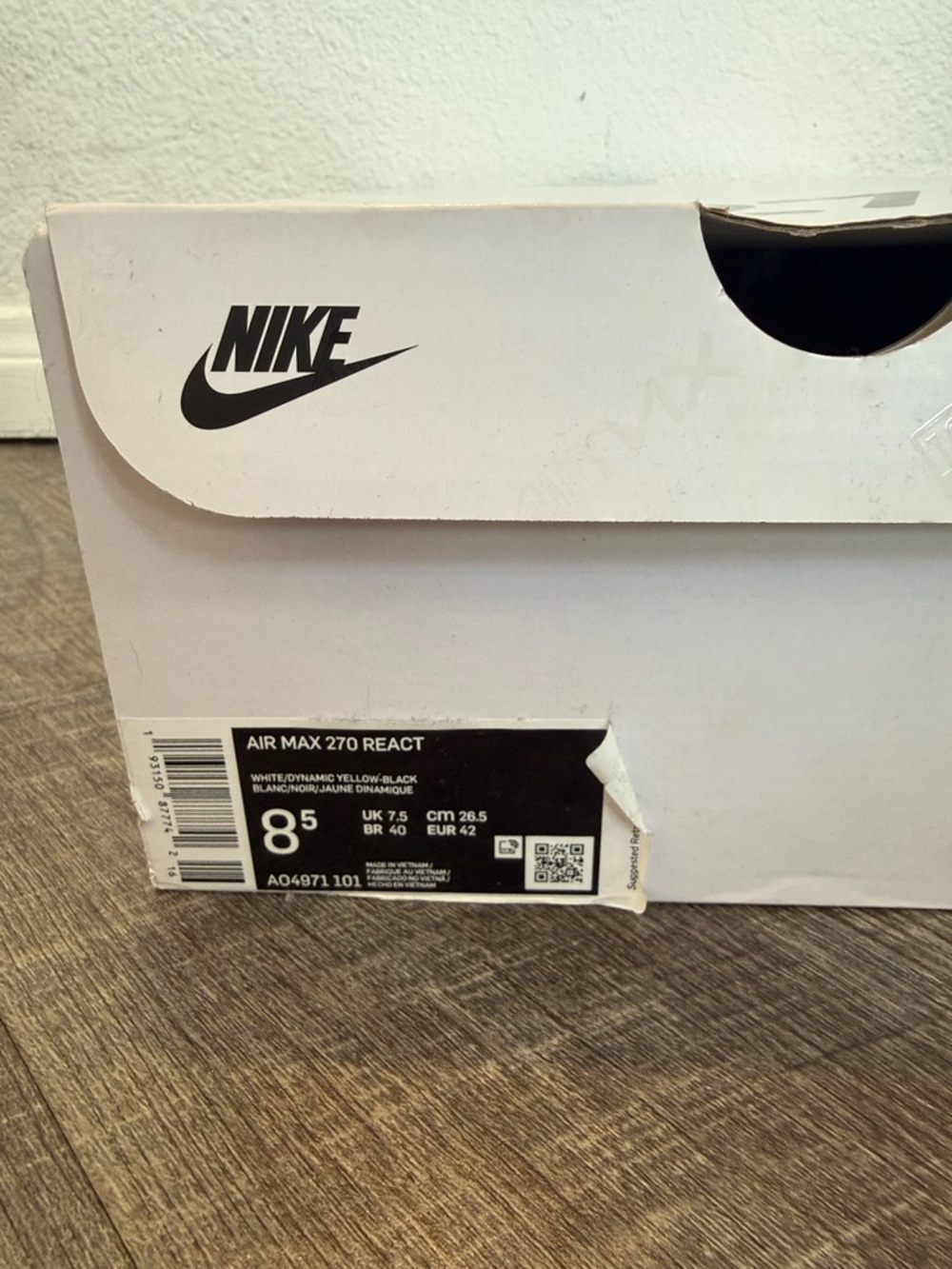 Nike White Air Max 270 React Shoe Box - Picture 2 of 8